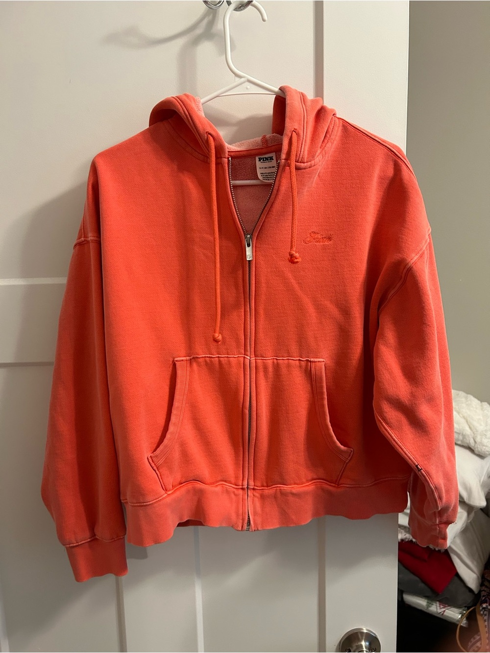 PINK Victoria's Secret Coral Zip-Up Hoodie Jacket -very warm hoodie.